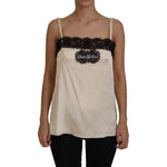 Dolce & Gabbana Beige Lace Spaghetti Logo Embroidery Top TSH82990-42