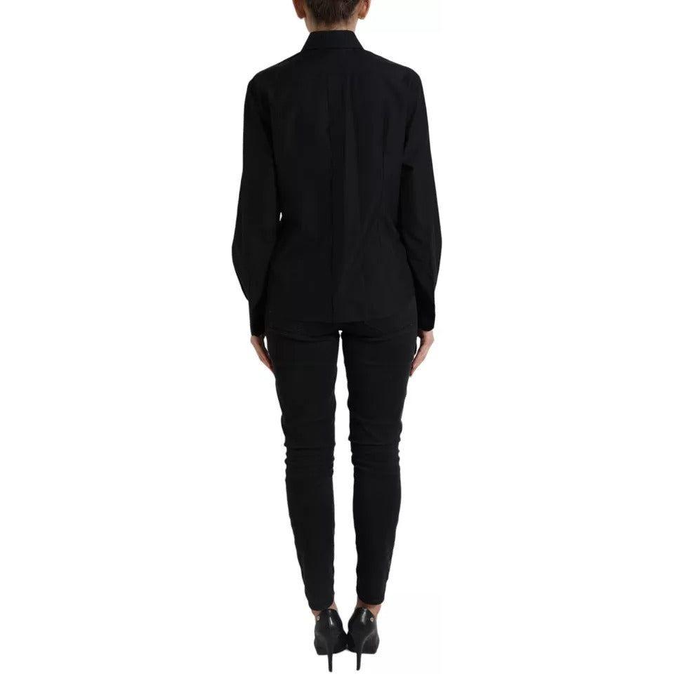 قميص رسمي من دولتشي آند غابانا بياقة من القطن باللون الأسود