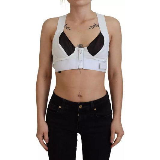 Dolce & Gabbana White Viscose Sleeveless Cropped Bustier Top TSH83767-40