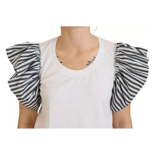 Dolce & Gabbana White Striped Short Sleeves Pullover Top TSH83940-40