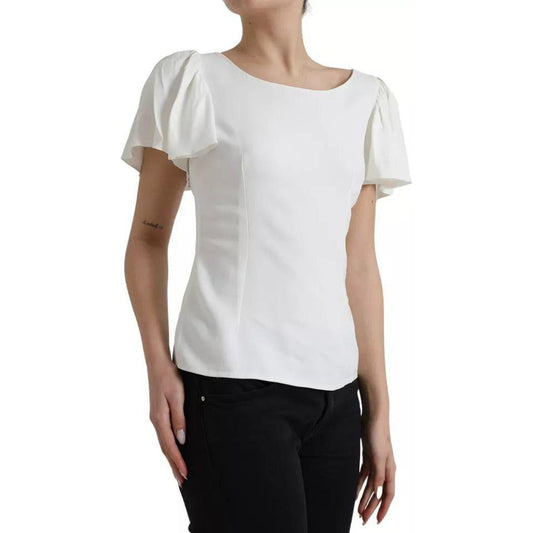 Dolce & Gabbana White Viscose Round Neck Short Sleeves Top TSH852029-44