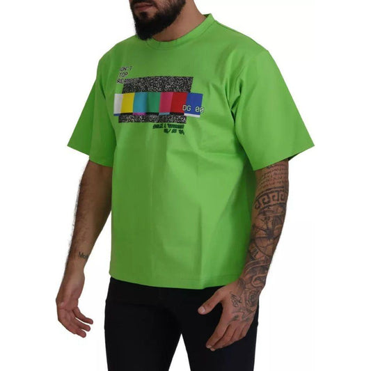 Dolce & Gabbana Green Cotton DG CHANNEL Top T-shirt TSH83079-48
