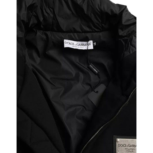 Dolce & Gabbana Black Cotton Hooded Logo Bomber Men Jacket JKT4012-46