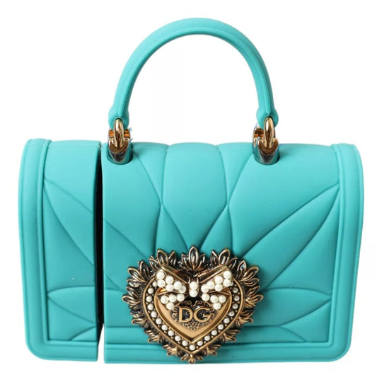 Dolce & Gabbana Turquoise Silicone Devotion Heart Bag Cover Hand Airpods Case BAG1111