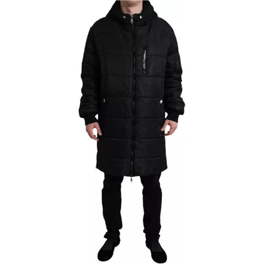 Dolce & Gabbana Black Nylon Hooded Parka Coat Winter Jacket JKT4002-56