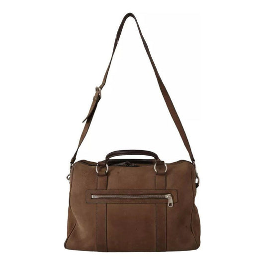 Dolce & Gabbana Brown Leather Shoulder Strap Travel Messenger Gym Men Bag VAS130389