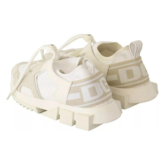 Dolce & Gabbana White Fabric Suede Sorrento Lace Up Sneakers Shoes MV4622-40