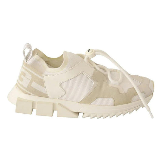 Dolce & Gabbana White Fabric Suede Sorrento Lace Up Sneakers Shoes MV4622-40