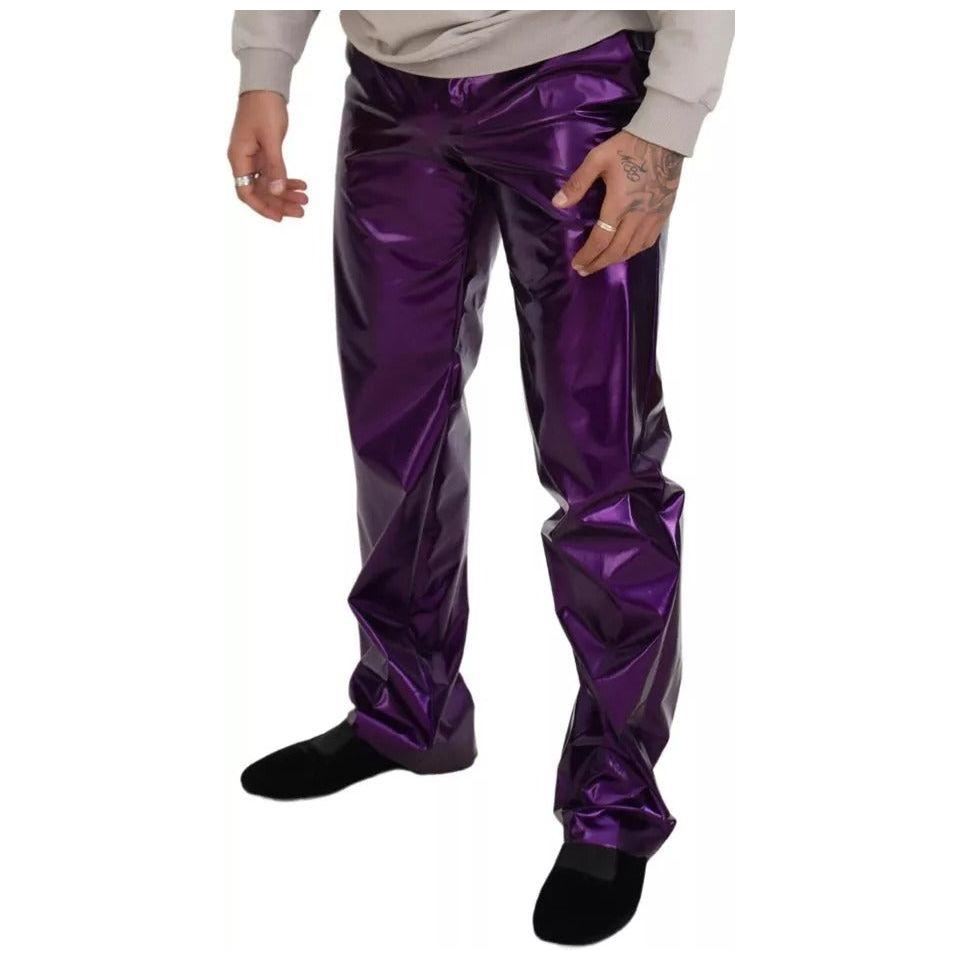 Dolce & Gabbana Purple Shining Men Casual Pants