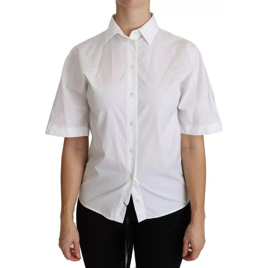 Dolce & Gabbana White Collared Short Sleeve Polo Shirt Top TSH4319-36