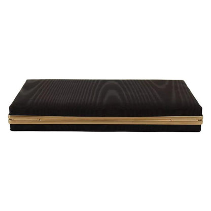 Dolce & Gabbana Black Silk Gold Frame Clutch Evening Party Purse Bag