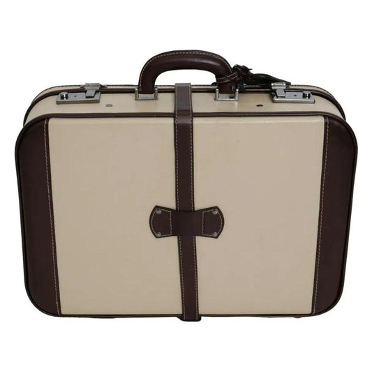 Dolce & Gabbana Brown Beige Leather Mens Travel Suitcase Luggage Bag VAS12339