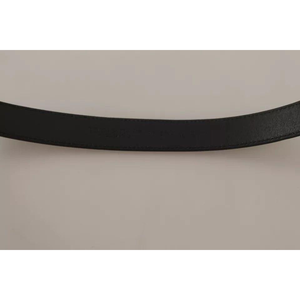 حزام دولتشي آند غابانا للرجال مصنوع من جلد العجل الأسود بمشبك عتيق