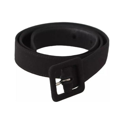 Dolce & Gabbana Black Velvet Leather Logo Waist Buckle Belt