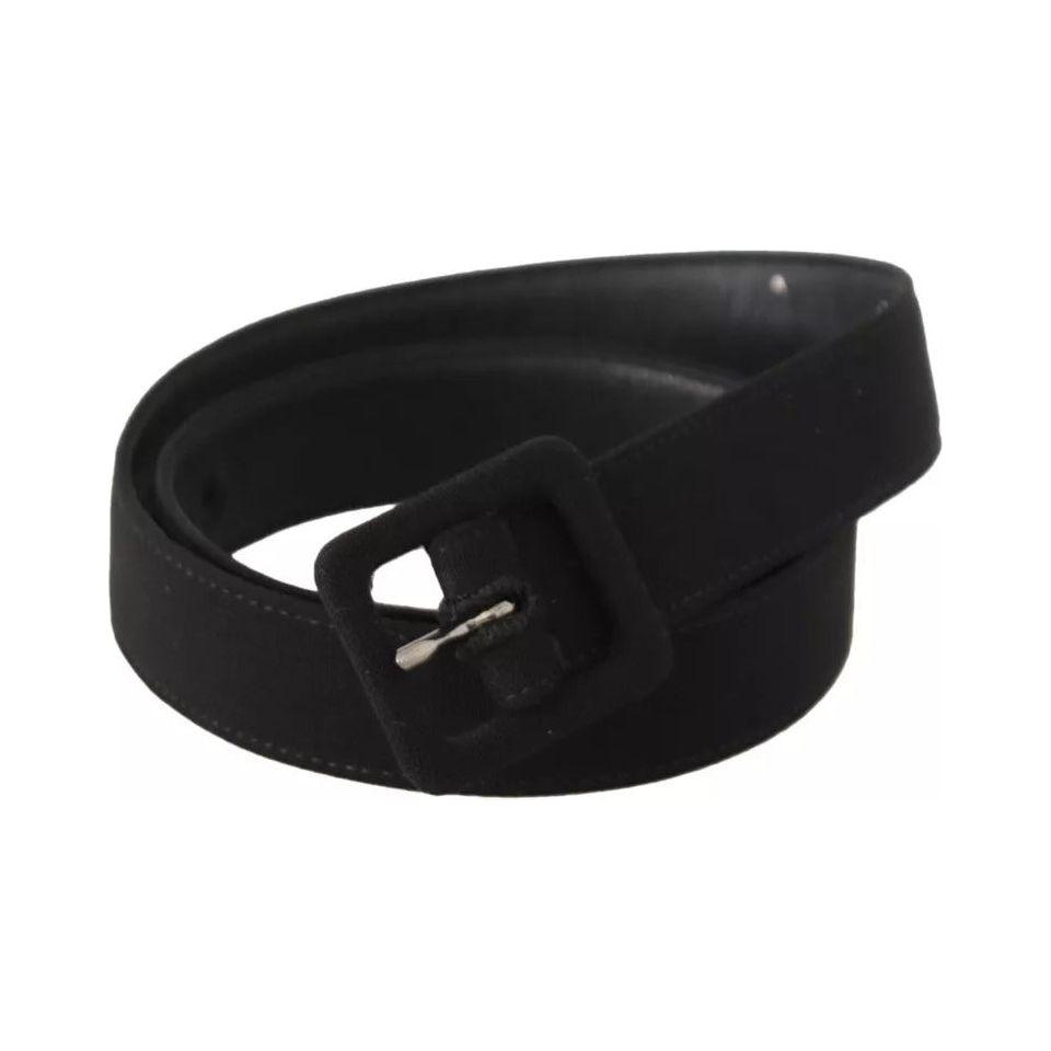 Dolce & Gabbana Black Velvet Leather Logo Waist Buckle Belt