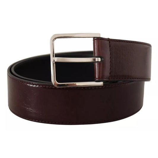 Dolce & Gabbana Dark Brown Leather Logo Engraved Metal Buckle Belt BEL8605-85
