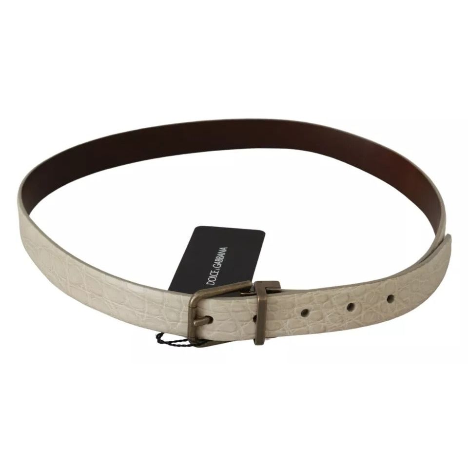 حزام جلدي باللون البيج الكريمي الذهبي من دولتشي آند غابانا