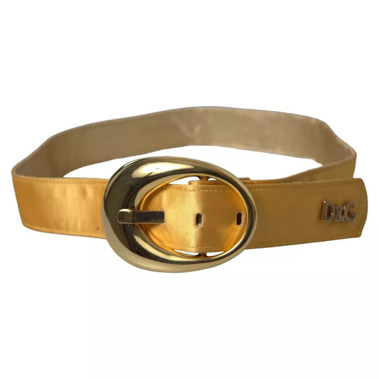 Dolce & Gabbana Gold Satin Leather Oval Metal Buckle Belt WMB327-85