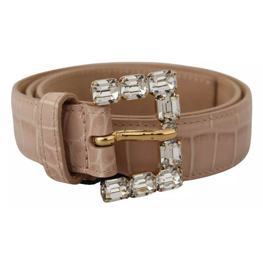 Dolce & Gabbana Beige Leather Crystal Buckle Women Belt WMB235-60