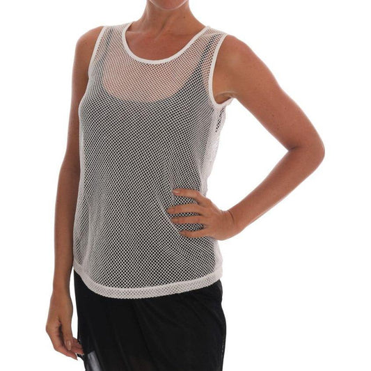Dolce & Gabbana White Net Tank Transparent Top TSH1402#2-3