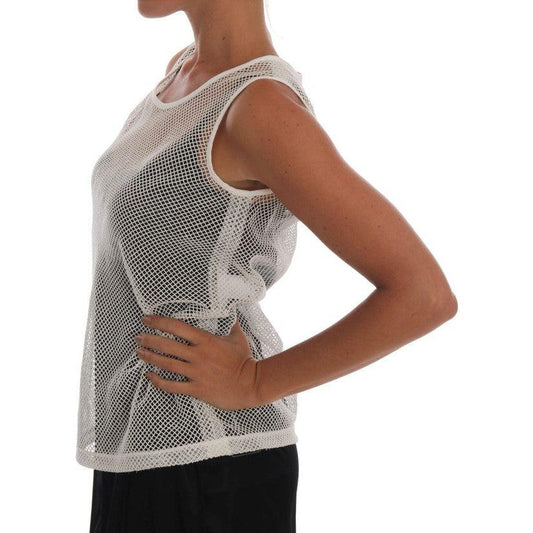 Dolce & Gabbana White Net Tank Transparent Top TSH1402#2-3