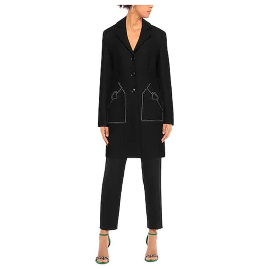 Love Moschino Black Wool Women Coat LO-6953-IT46 | L