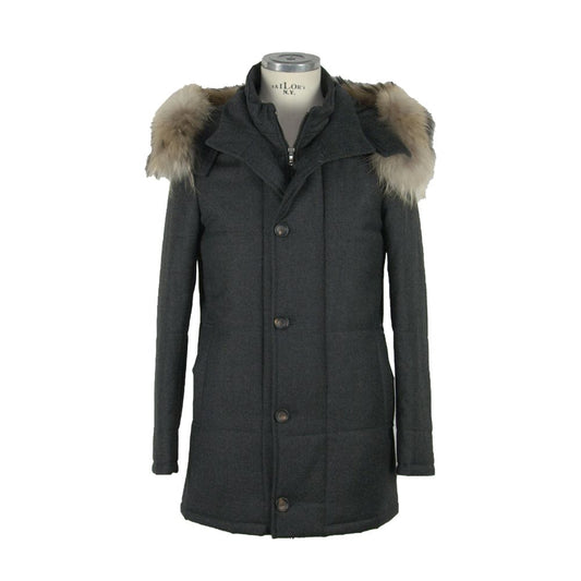Made in Italy Gray Wool Men Jacket LO-1060-IT46 | S