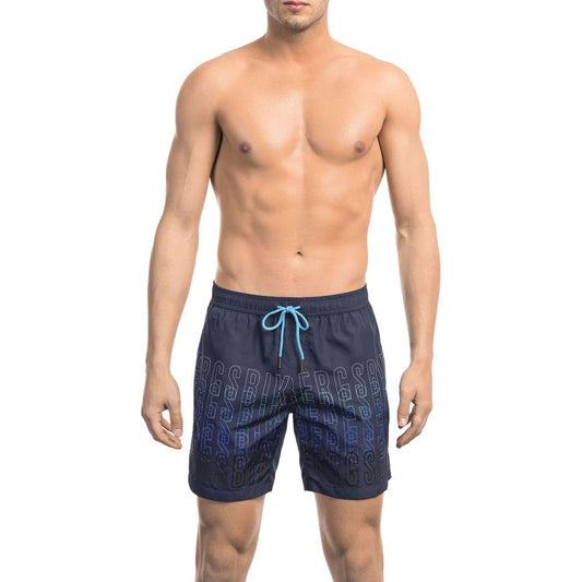Bikkembergs Blue Polyester Men Swim Short BI-21985-L
