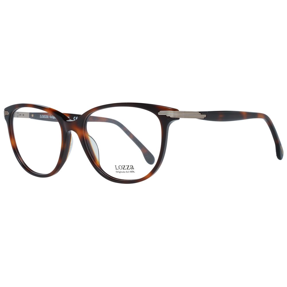 Lozza Brown Women Glasses Frame with full-rim plastic design, spring hinge, and branded case included, lens size 54-17-140.
