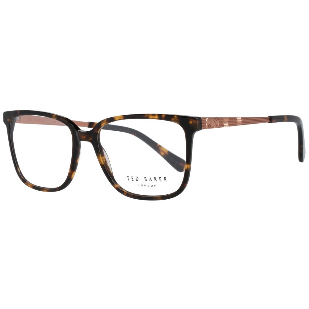 Ted Baker Brown Women Glasses Frame in full-rim plastic, square style with branded case, size 50-15-140. No extra lens effects.
