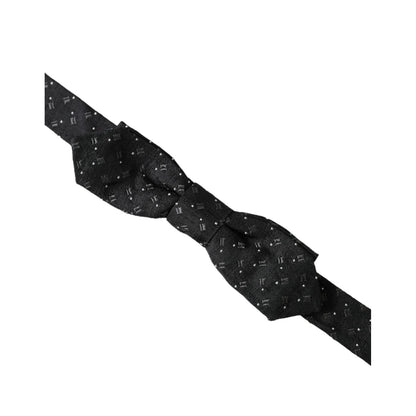 Dolce & Gabbana Black Silk Patterned Adjustable Neck Men Papillon Bow Tie