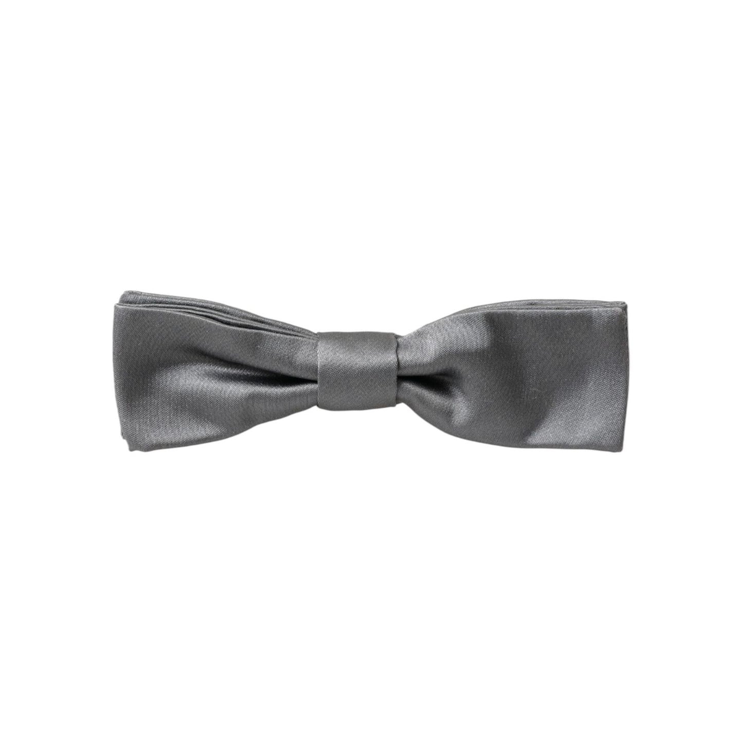 Dolce & Gabbana Gray Satin Silk Adjustable Neck Men Papillon Bow Tie