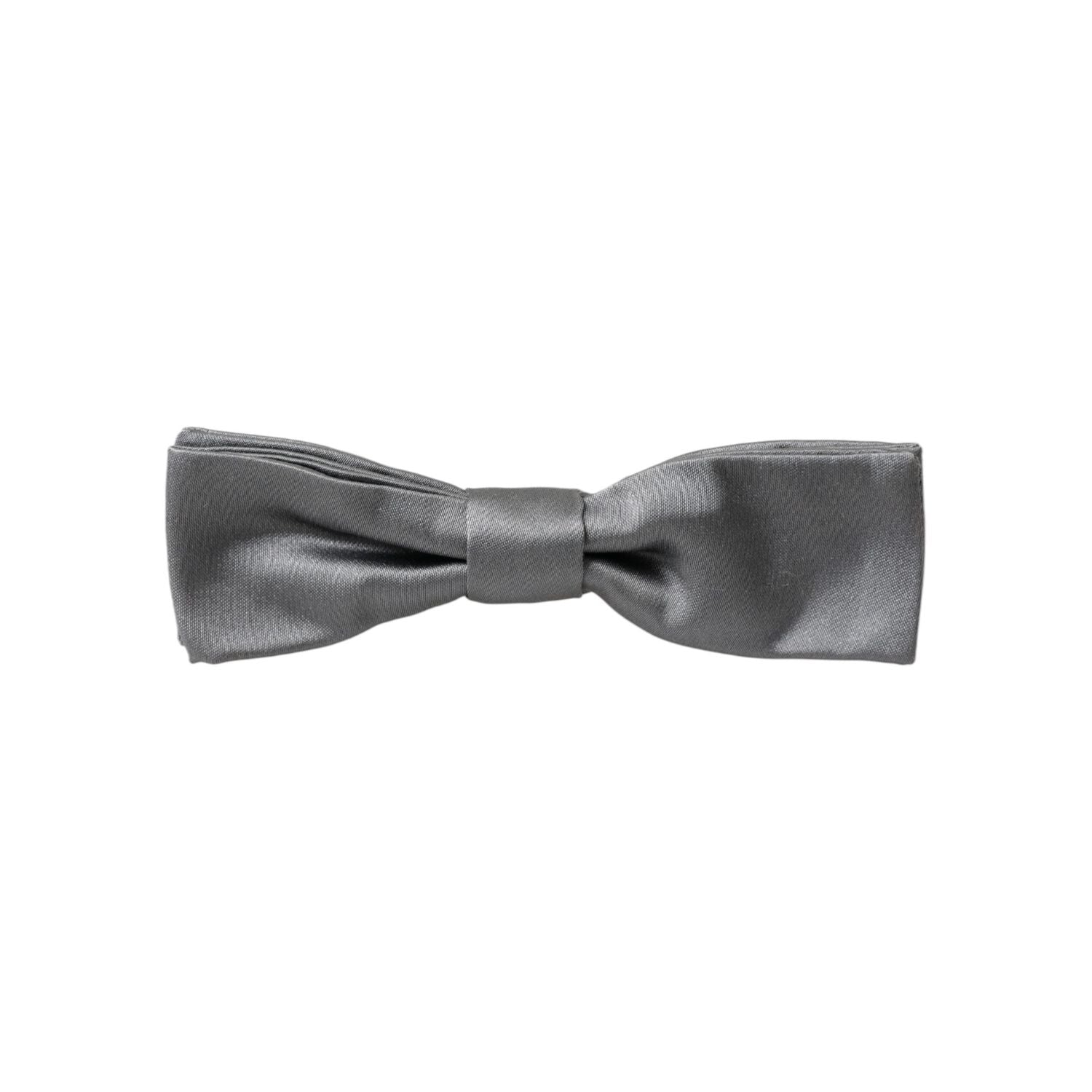 Dolce & Gabbana Gray Satin Silk Adjustable Neck Men Papillon Bow Tie