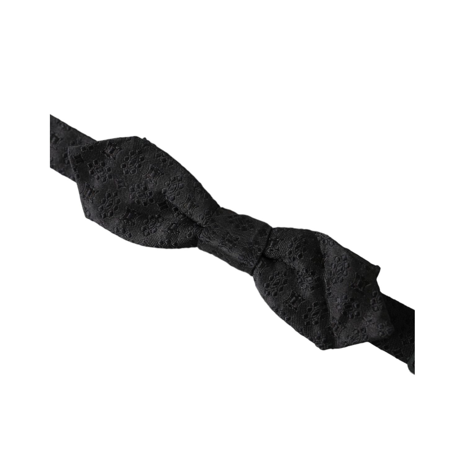 Dolce & Gabbana Black Silk Fantasy Adjustable Neck Men Bow Tie