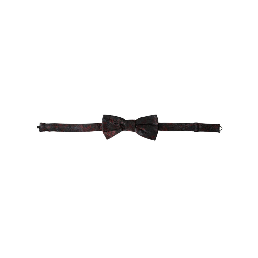 Dolce & Gabbana Red Black Floral Adjustable Neck Men Bow Tie FT3948