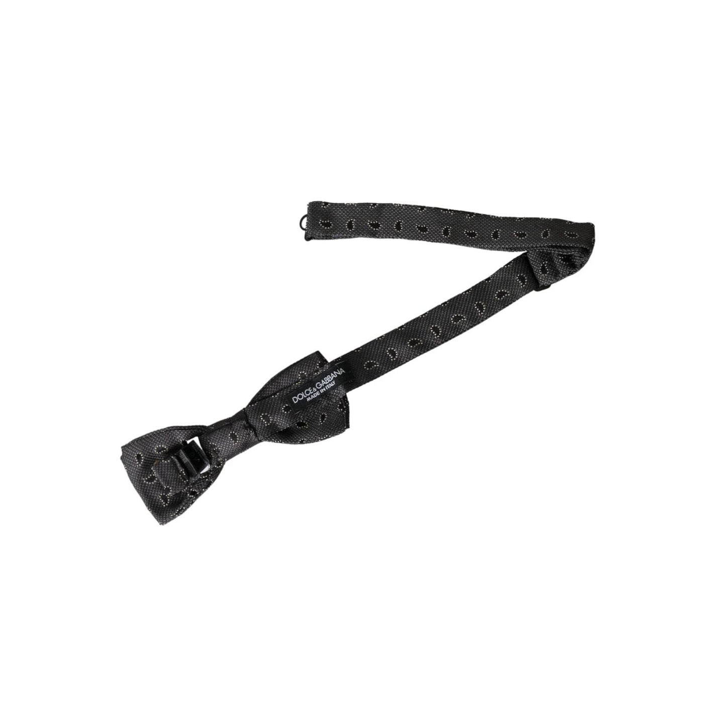 Dolce & Gabbana Black Silk Patterned Adjustable Neck Men Bow Tie