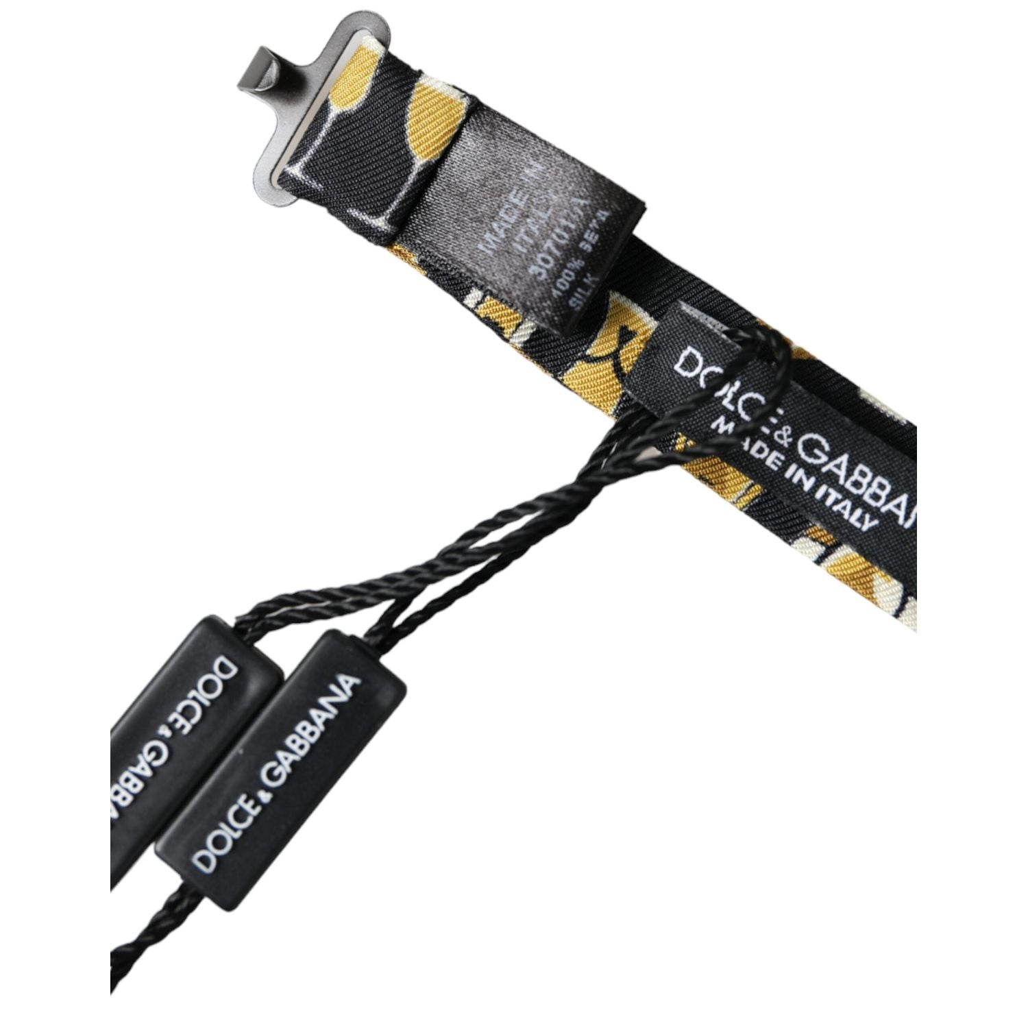 ربطة عنق قابلة للتعديل من دولتشي آند غابانا للرجال من الحرير الأسود