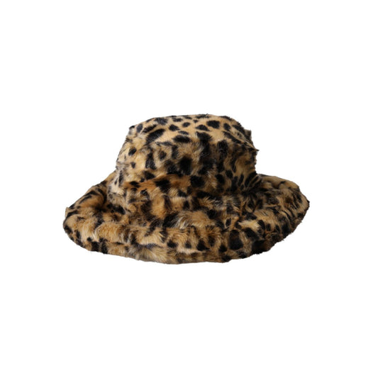 Dolce & Gabbana Brown Leopard Fur Women Bucket Hat