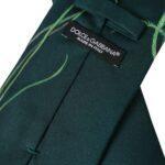 Dolce & Gabbana Green Printed 100% Silk Adjustable Men Tie KRA3298