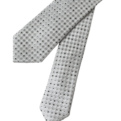 Dolce & Gabbana Light Gray Polka Dot Silk Adjustable Men Tie
