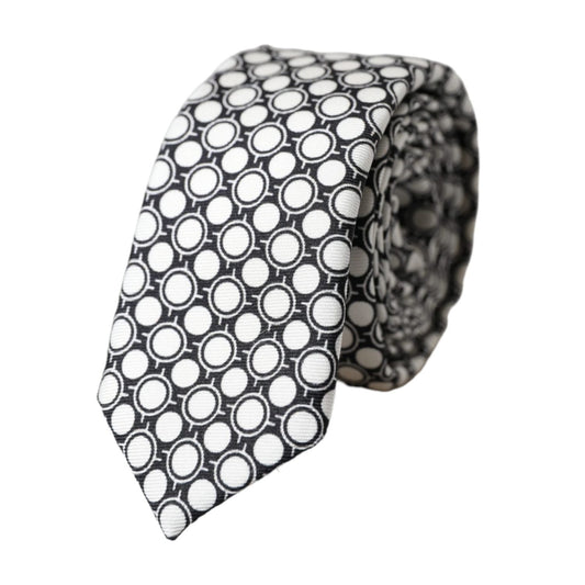Dolce & Gabbana White Circles 100% Silk Adjustable Tie
