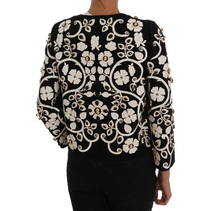 Dolce & Gabbana Black Baroque Floral Crystal Jacket Coats & Jackets
