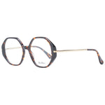 Max Mara Brown Women Glasses Frame with full-rim round style, plastic material, and demo lenses, featuring branded case for women.