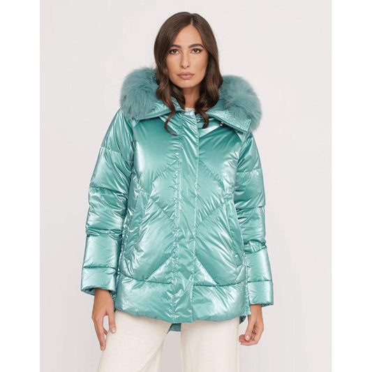 People Of Shibuya Light Blue Polyester Women Jacket PE-13567-IT42|M