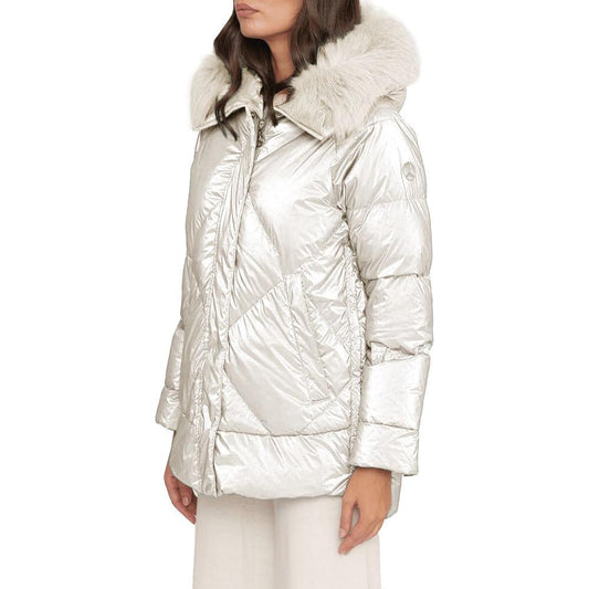 People Of Shibuya White Polyester Jackets & Coat PE-13569-IT40|S