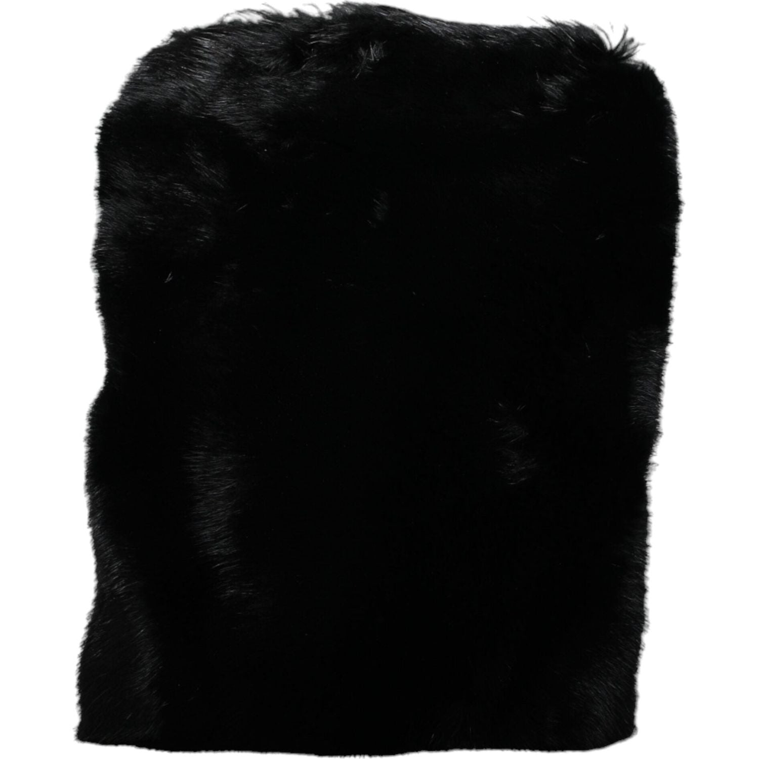 حقيبة دولتشي آند غابانا سوداء من الفرو الصناعي مع سلسلة فضية