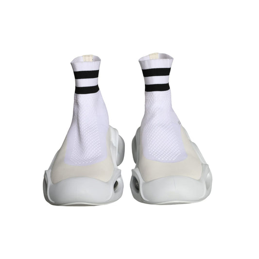 Dolce & Gabbana White Black Slip On Wave Socks Sneakers Shoes