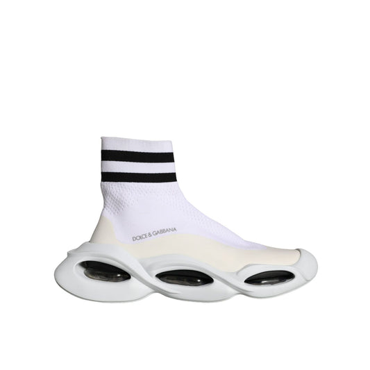 Dolce & Gabbana White Black Slip On Wave Socks Sneakers Shoes