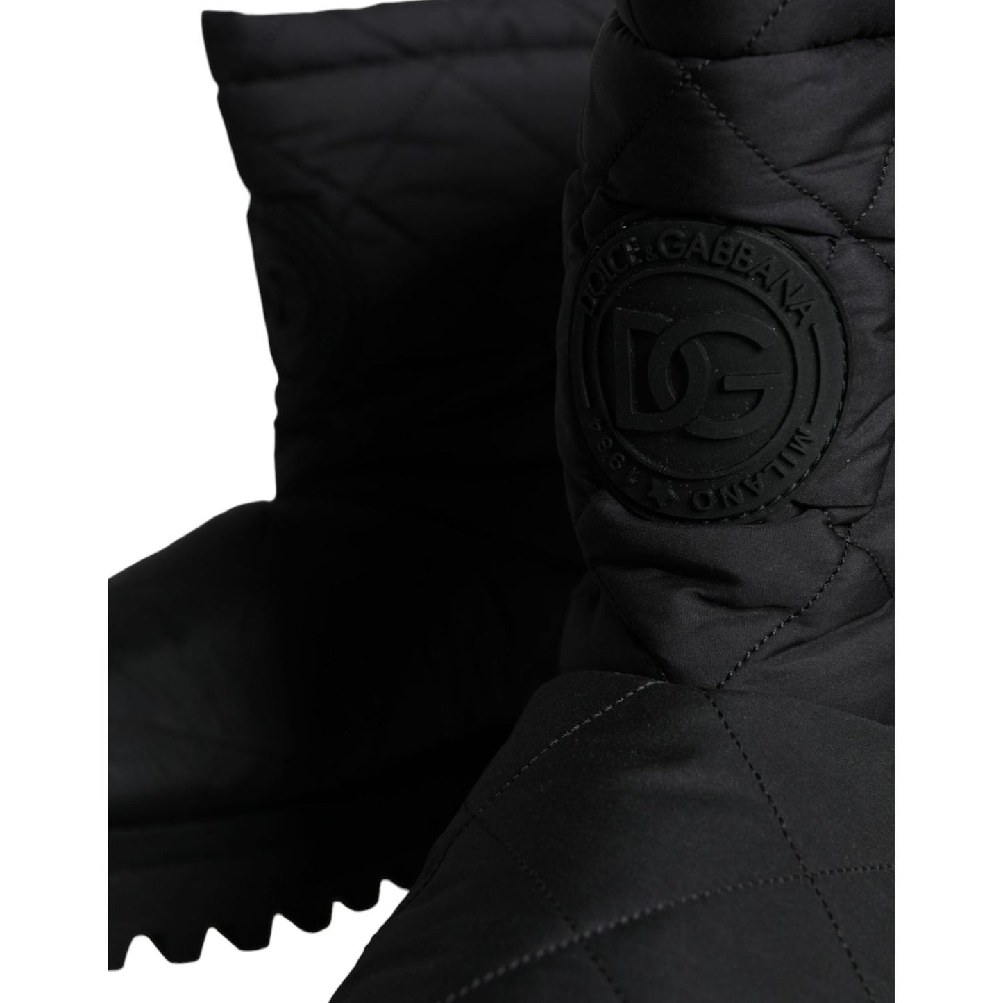 Dolce & Gabbana Black Nylon Padded Mid Calf Men Boots Shoes