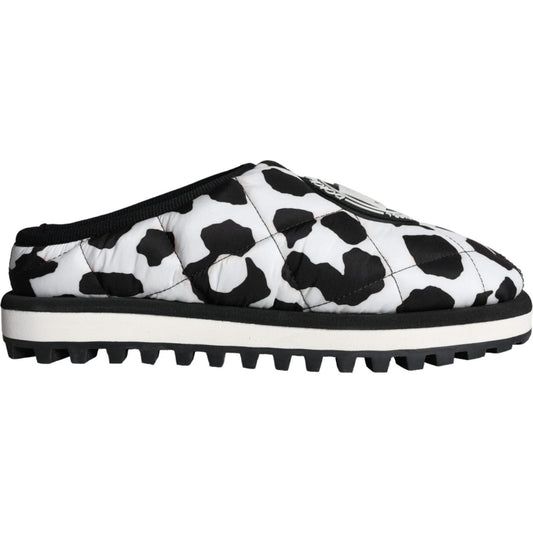 Dolce & Gabbana Black White Quilted Logo Sandals Slides Shoes MV5908-44